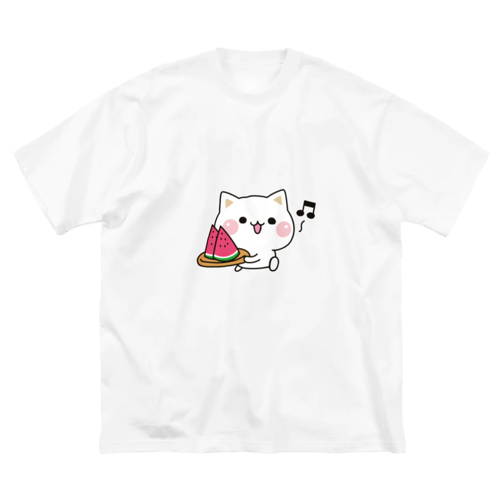 DECORの気づかいのできるネコ　スイカver. ビッグシルエットTシャツ