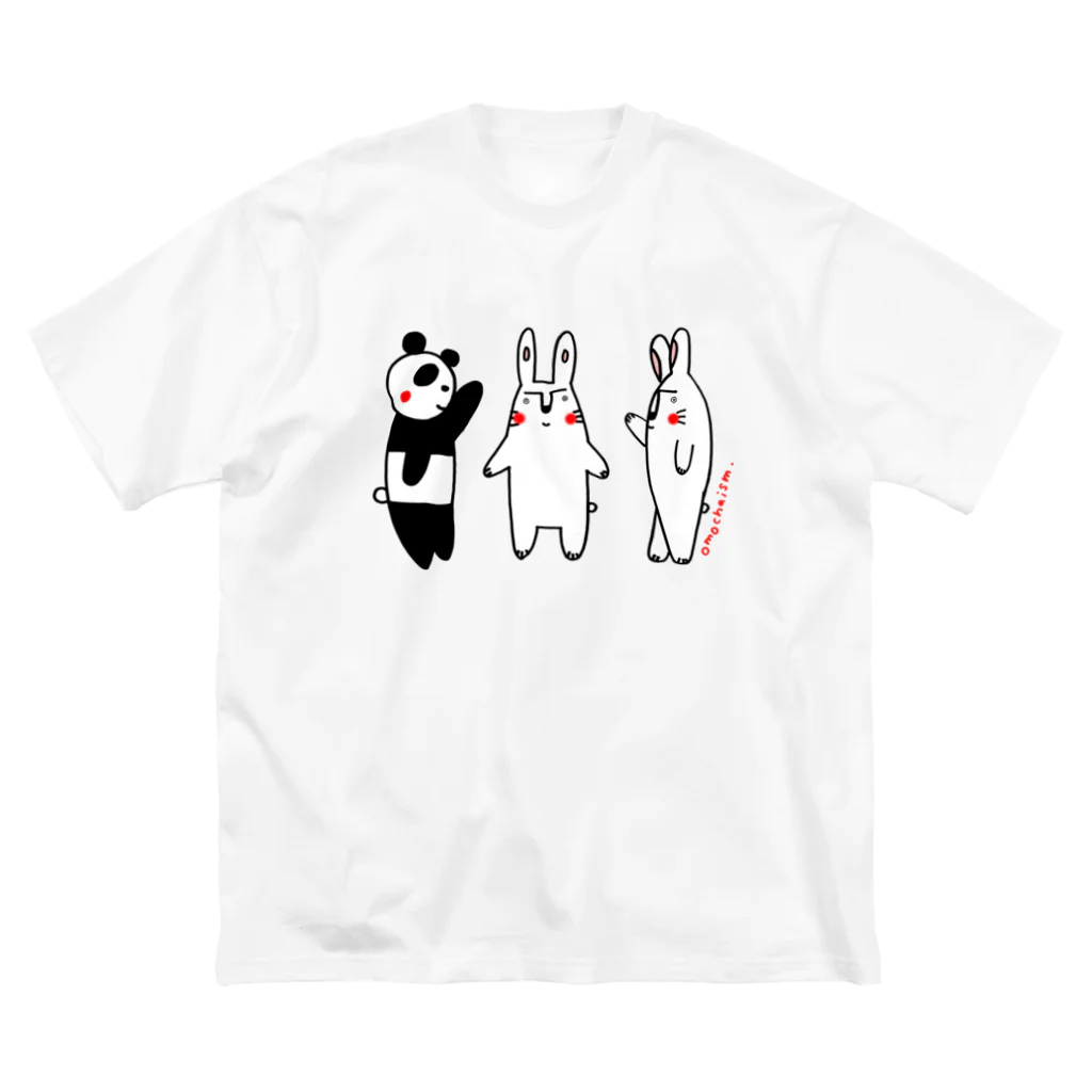 OMOCHAISM／竹内礼.AyaTakeuchiのどうぶつさんシリーズ　パンダさんとうさぎさんあいさつする ビッグシルエットTシャツ