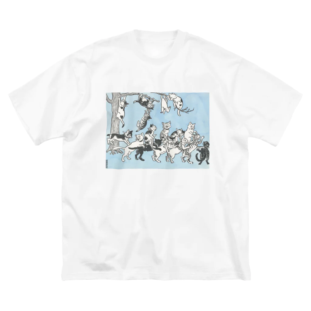 lofi_bearの北澤楽天 ねこのくにの幼稚園(1915) ビッグシルエットTシャツ