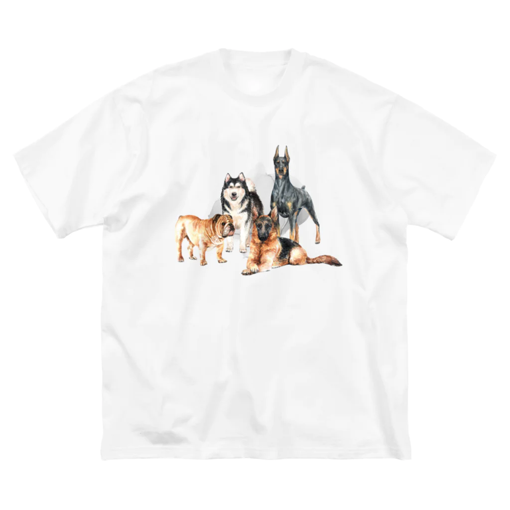 SANKAKU DESIGN STOREのちょっぴり強面の大きい犬たち。 Big T-Shirt