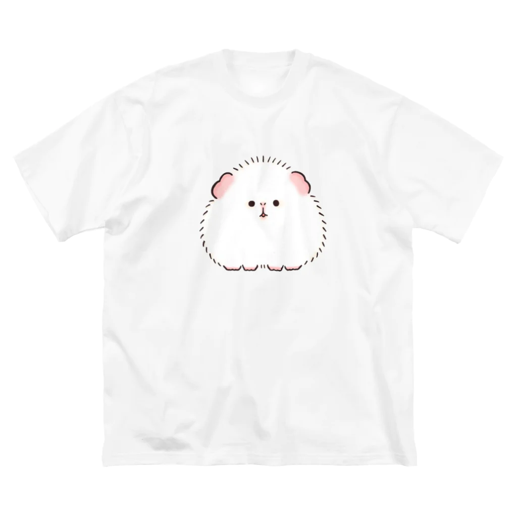 いそだにくの真っ白毛玉モルモット(テディ/ホワイト) ビッグシルエットTシャツ