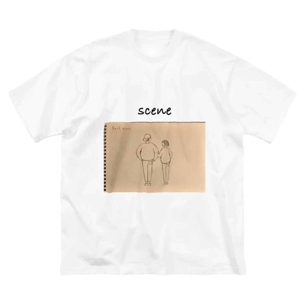 しゅーじのscene Back view(フロントプリントTシャツ) ビッグシルエットTシャツ