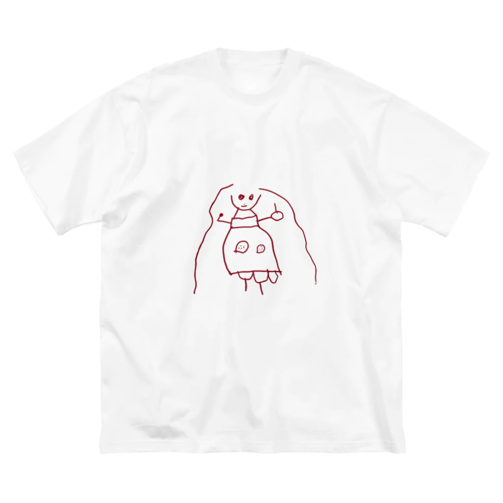 橙色の髪の長い少女 ビッグシルエットTシャツ