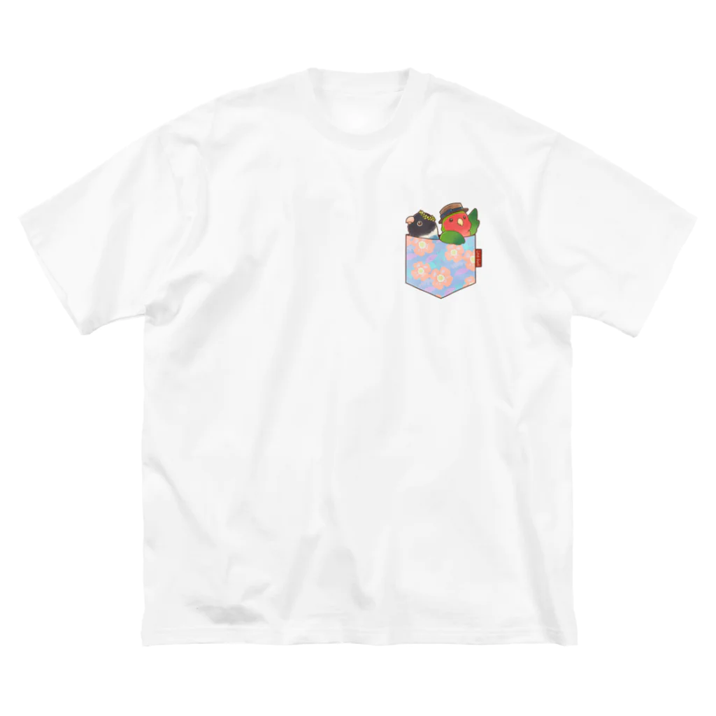 しょうのお店のポケットインコ ビッグシルエットTシャツ