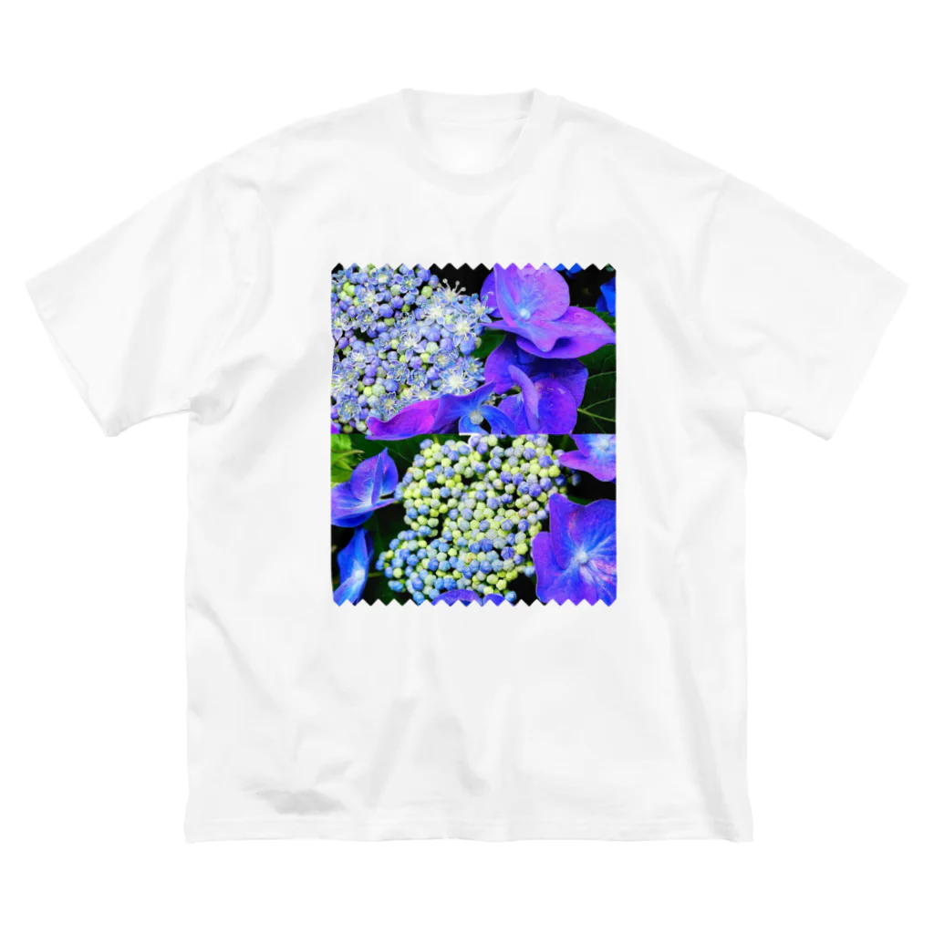 LalaHangeulのガクアジサイの花と蕾 ビッグシルエットTシャツ