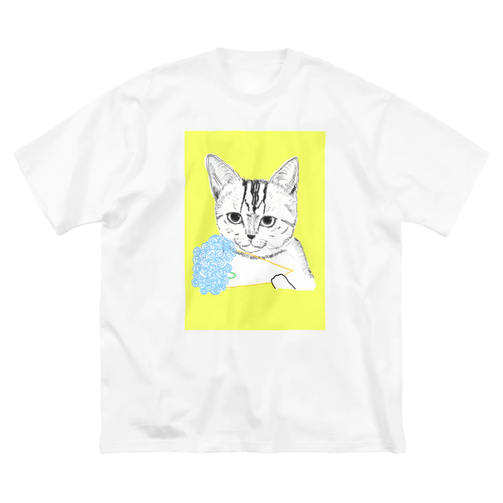 R503の花束猫 ビッグシルエットTシャツ