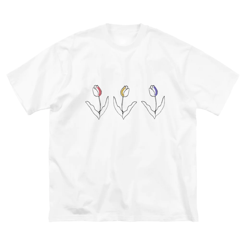 LePuyの3色チューリップ線画🌷 ビッグシルエットTシャツ