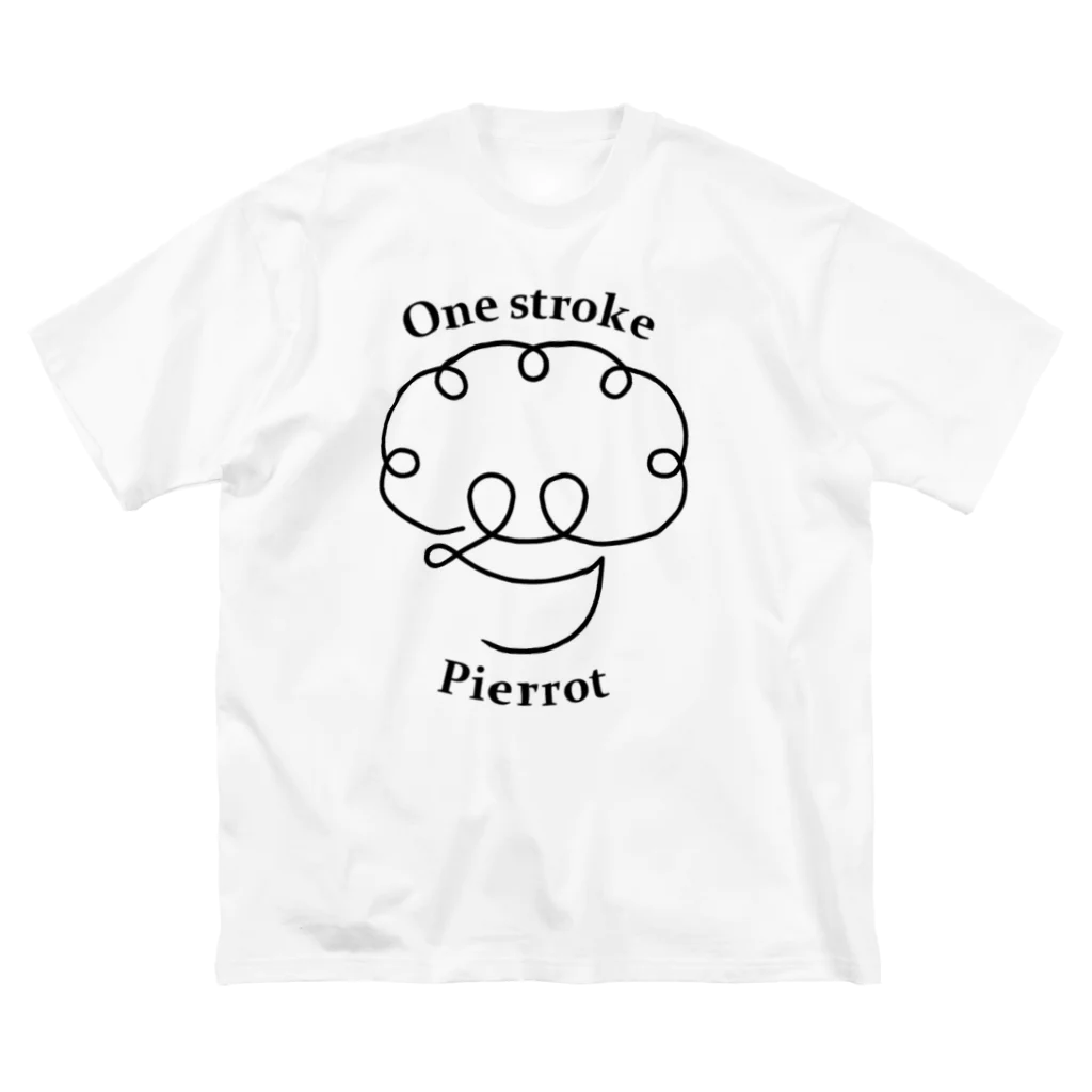 One stroke PierrotのOne stroke  Pierrot (黒線) ビッグシルエットTシャツ