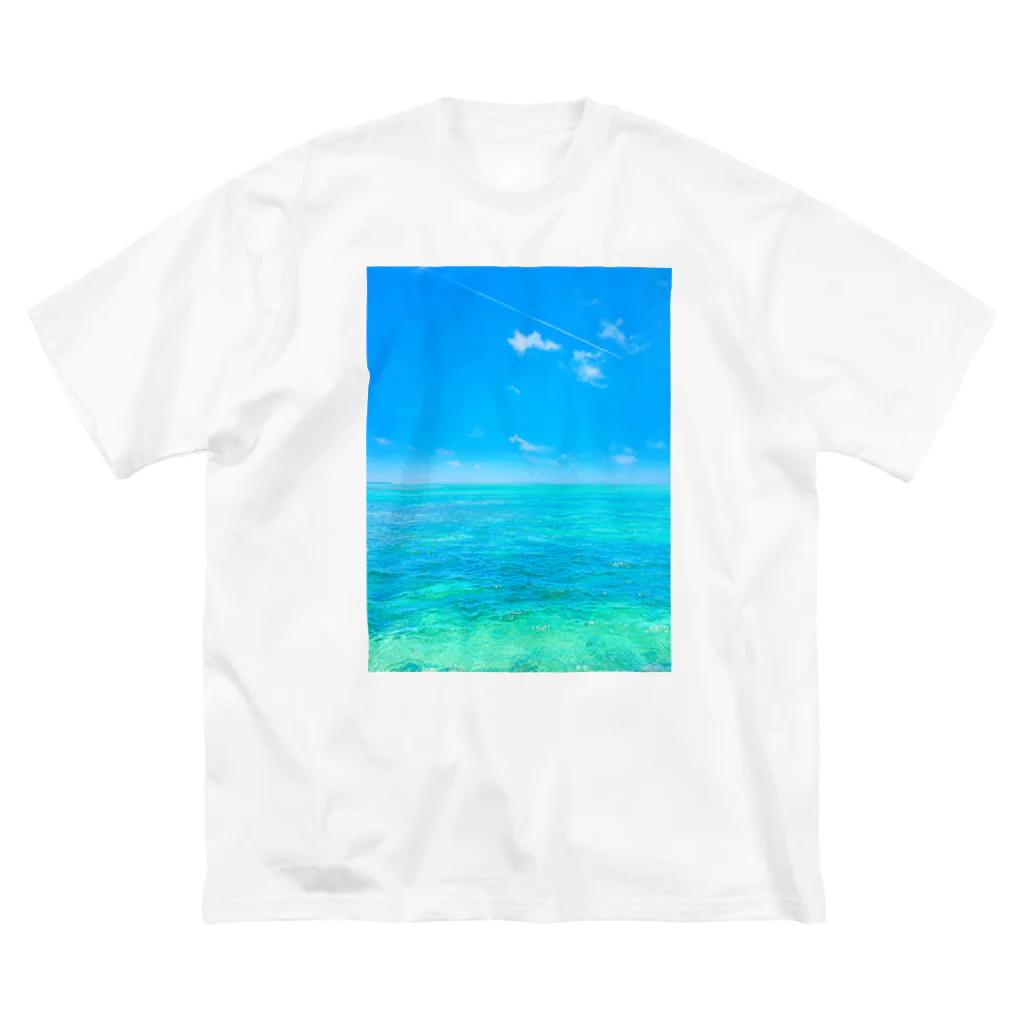 mizuphoto galleryの海と飛行機雲 ビッグシルエットTシャツ