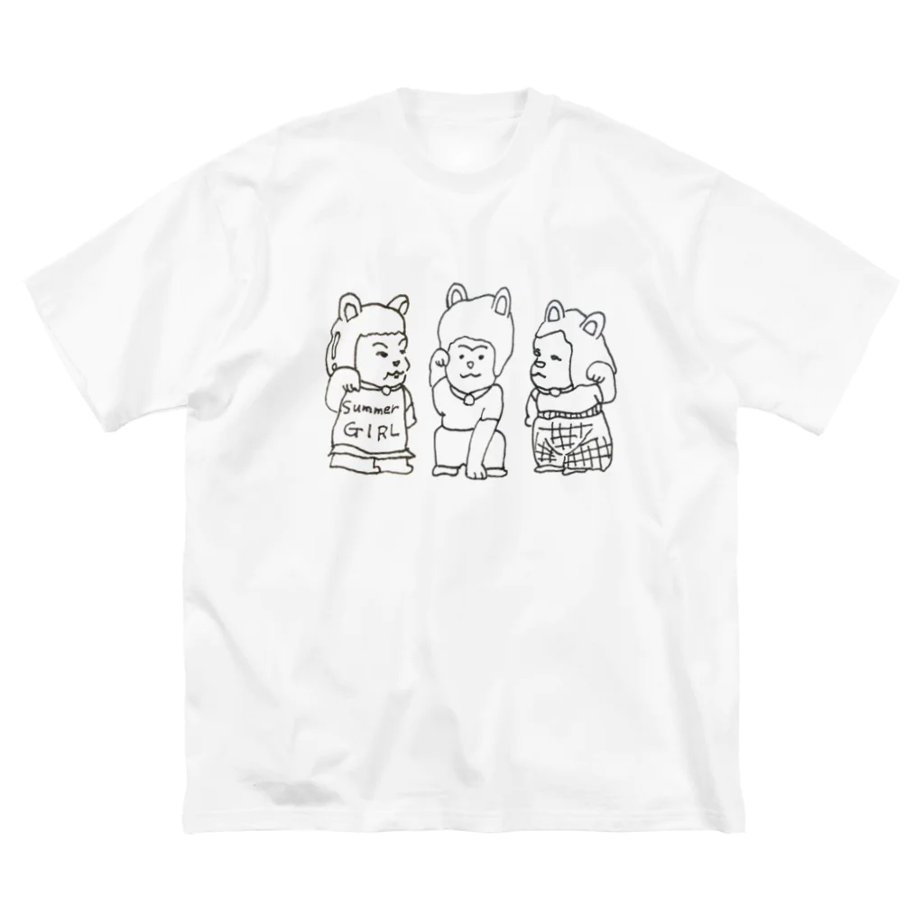 tunagari_honomiの招き猫三姉妹 ビッグシルエットTシャツ