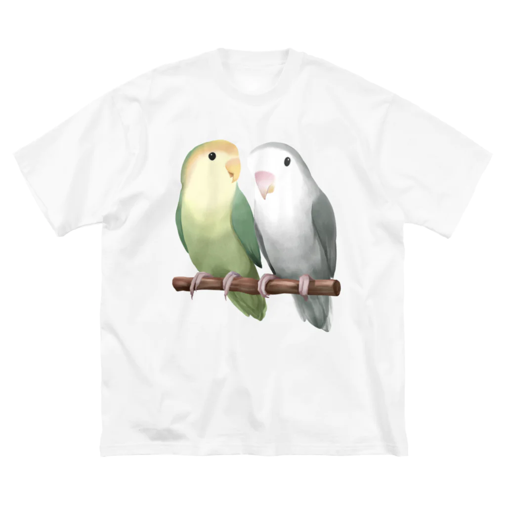 まめるりはことりのコザクラインコ　モーブとオリーブ【まめるりはことり】 Big T-Shirt