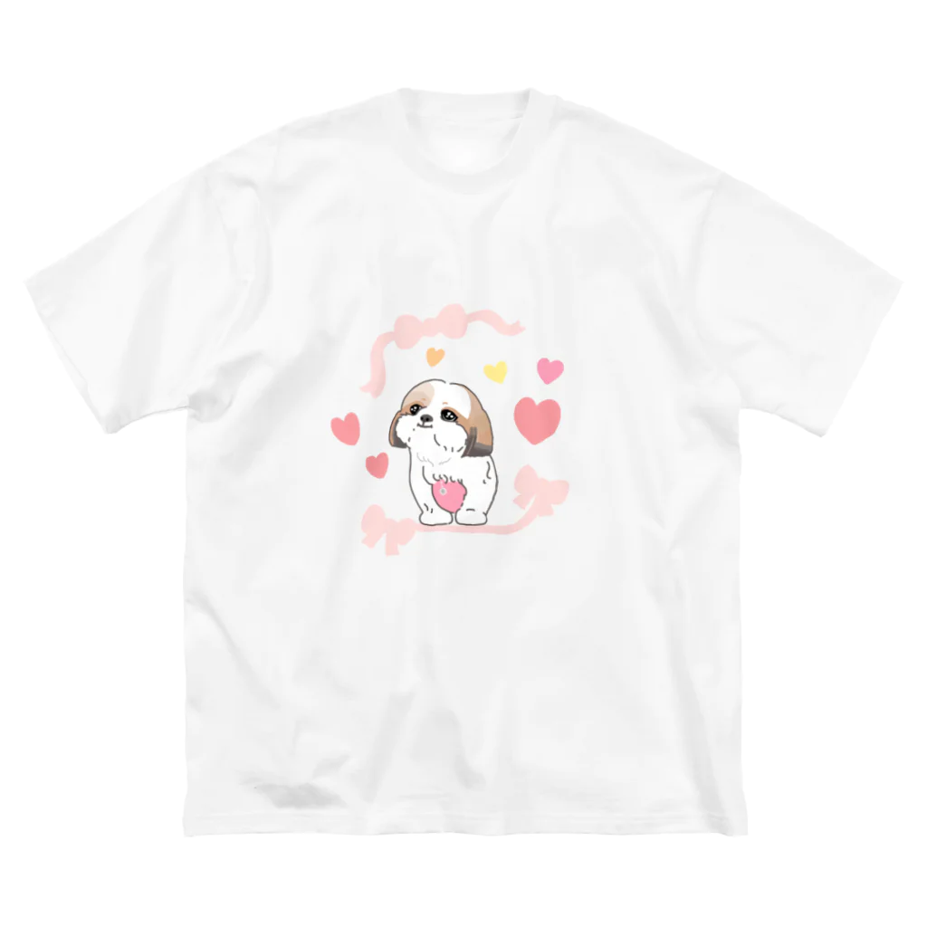 遥ん/犬顔絵　のシーズーちゃん ビッグシルエットTシャツ