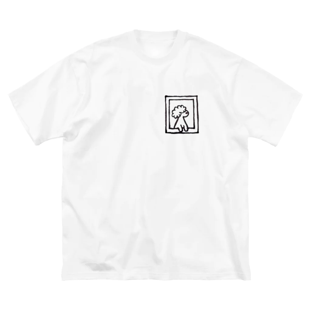 momococoの窓辺の犬 ビッグシルエットTシャツ