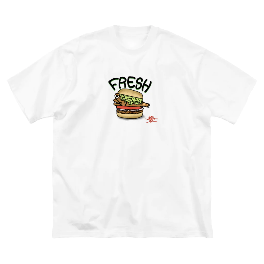 snaggedgorillaのFRESHガシラ ホワイト ビッグシルエットTシャツ