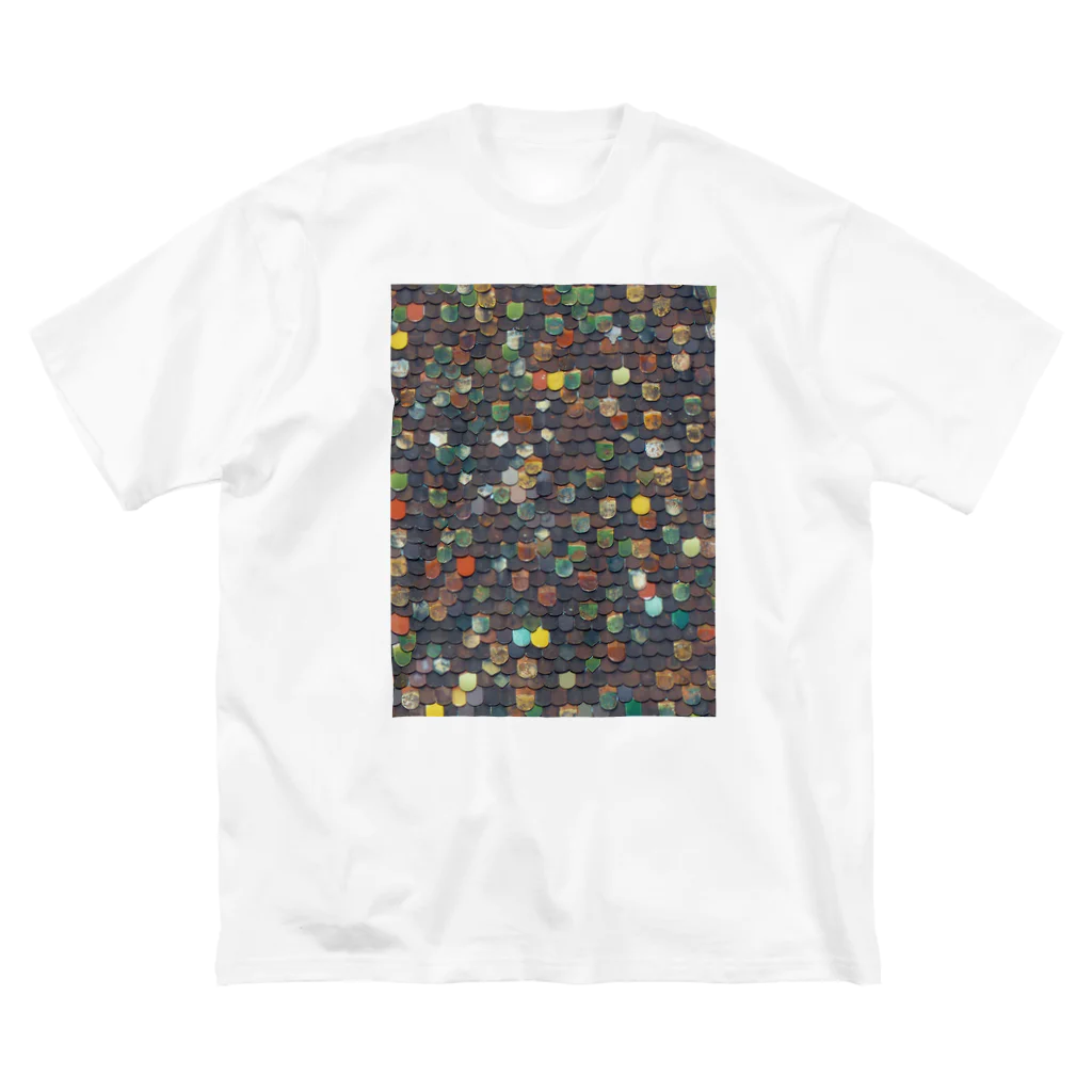 Tabbiesのレンガ屋根-カラフル細 ビッグシルエットTシャツ