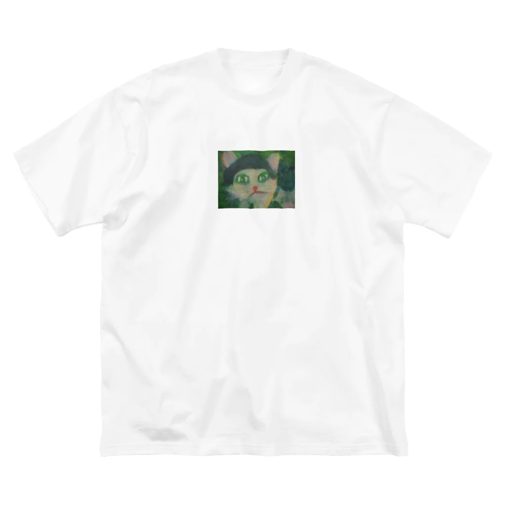 カズイのネコアートの猫の絵 ビッグシルエットTシャツ