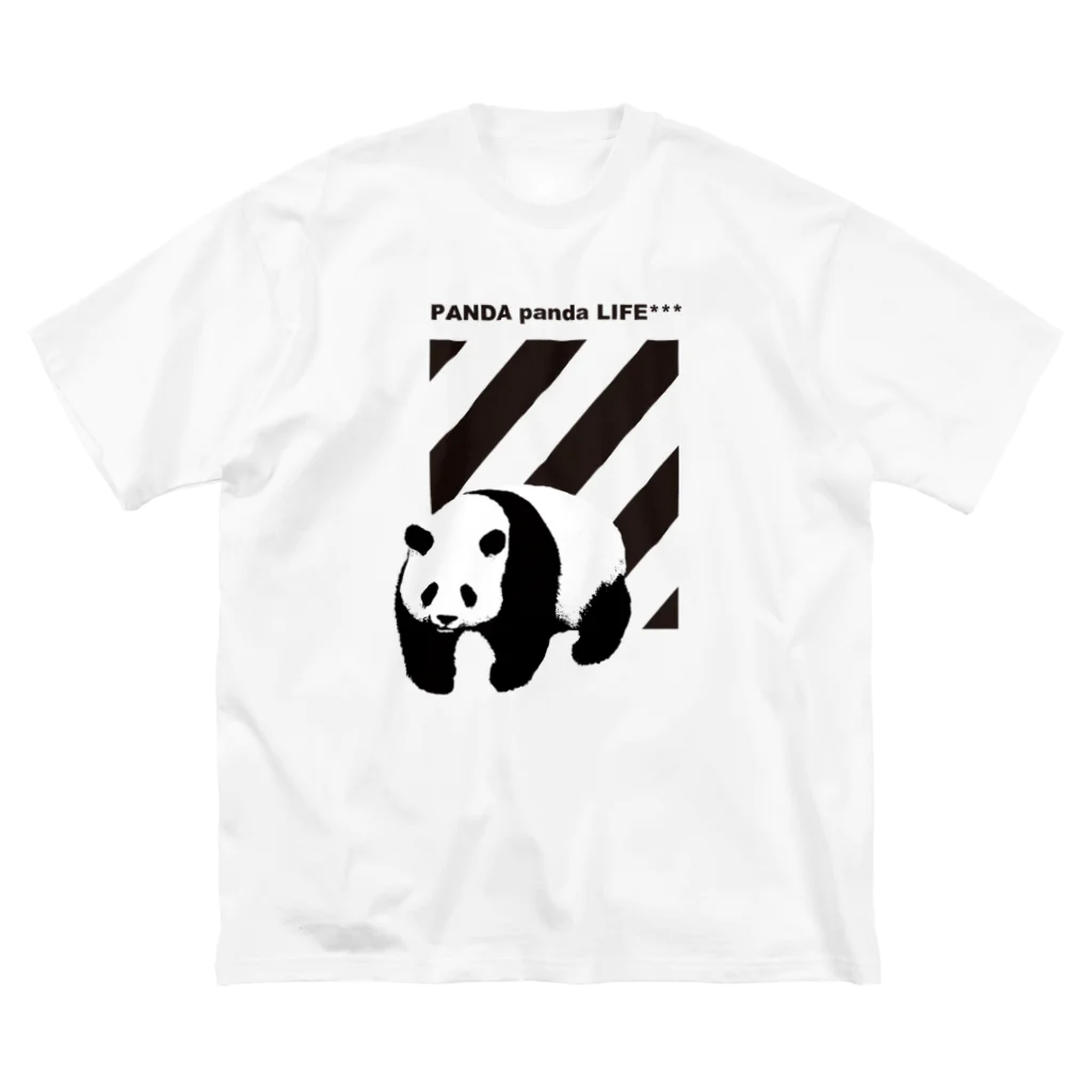 PANDA panda LIFE***の飛び出すパンダ　ストライプ ビッグシルエットTシャツ