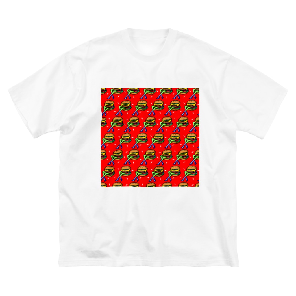Mieko_Kawasakiのハッピーハンバーガータイム　AO 赤 Big T-Shirt