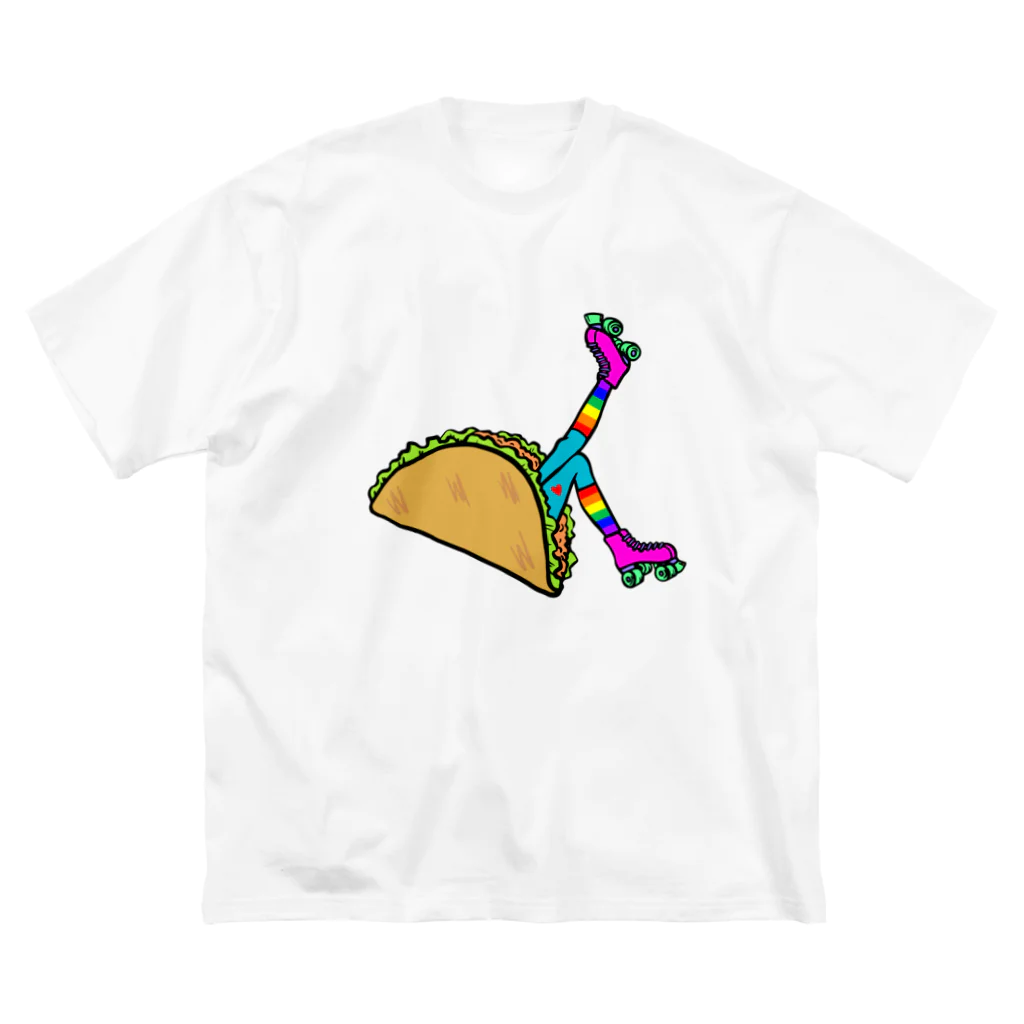 Mieko_Kawasakiのタコス　ローラースケート　ガール  TACOS ROLLER GIRL RAINBOW　レインボー　Tacos Rollerskate Rainbow Big T-Shirt