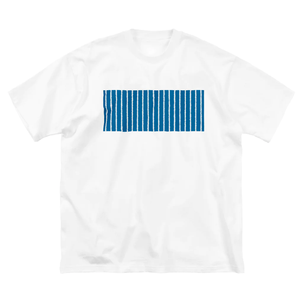 Planet Evansの青と白の縦縞 Big T-Shirt