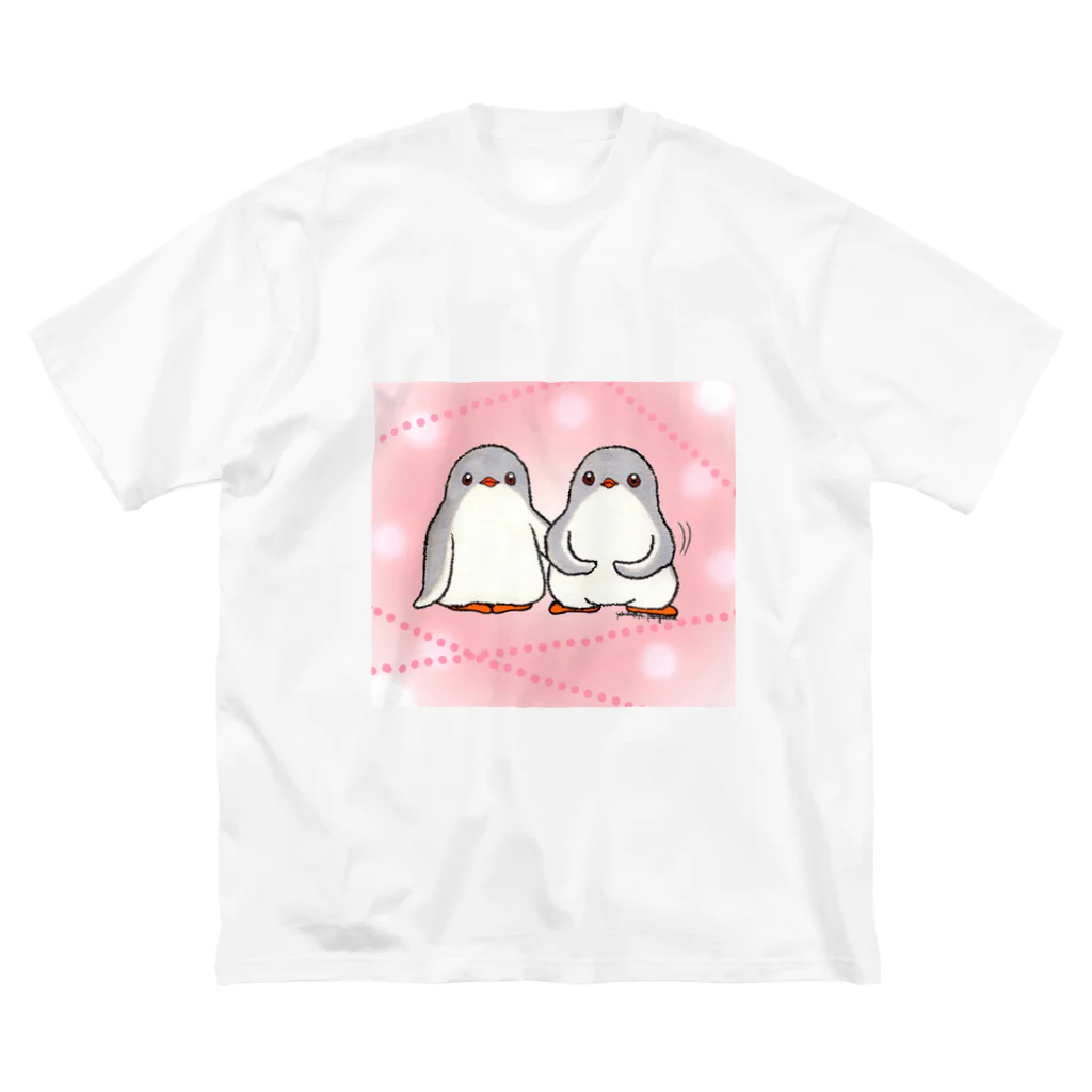 ヤママユ(ヤママユ・ペンギイナ)のふたごのジェンツーペンギン(dotpink) ビッグシルエットTシャツ