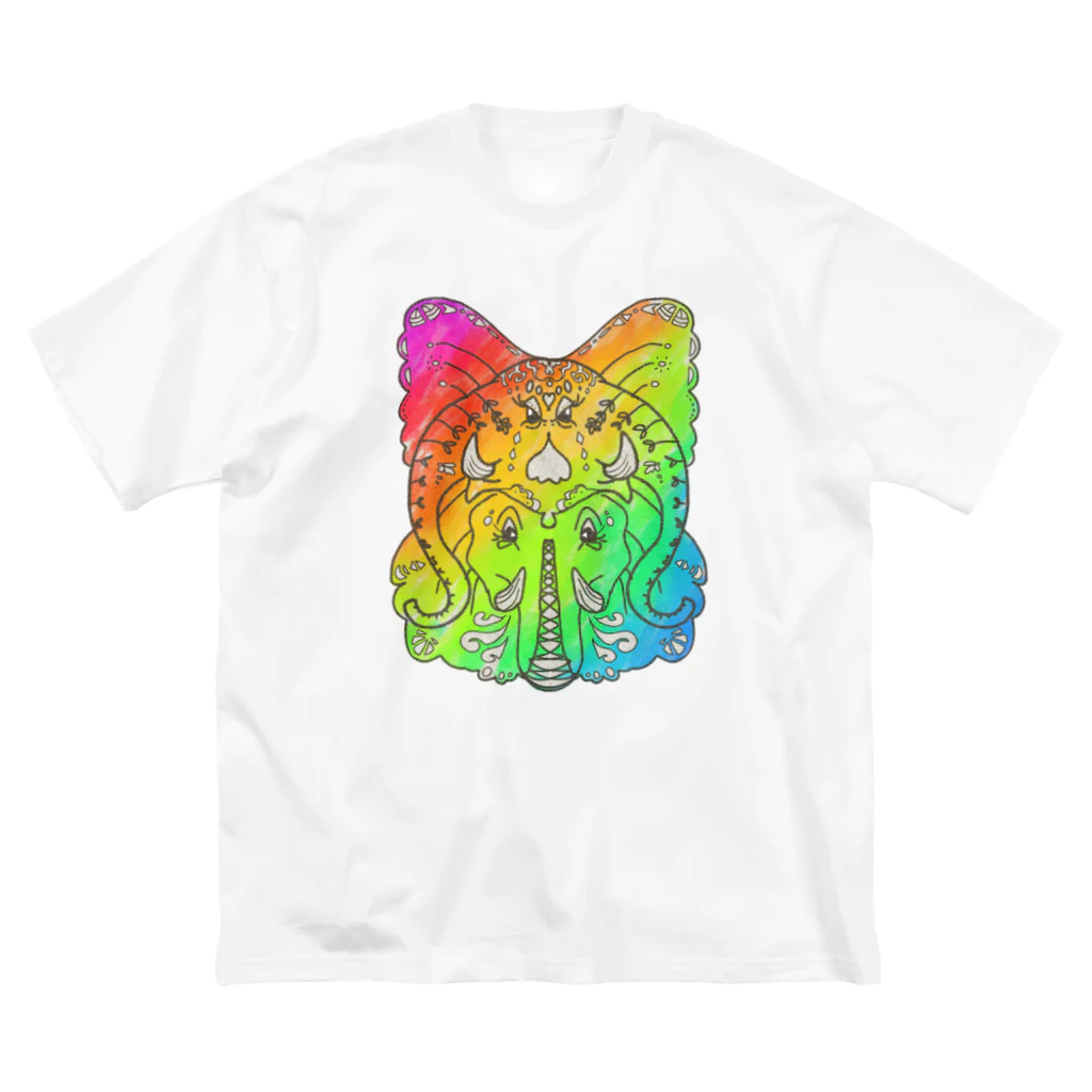 せきね まりのの(ギラギラ)レインボーぞうさん🐘🌈 ビッグシルエットTシャツ