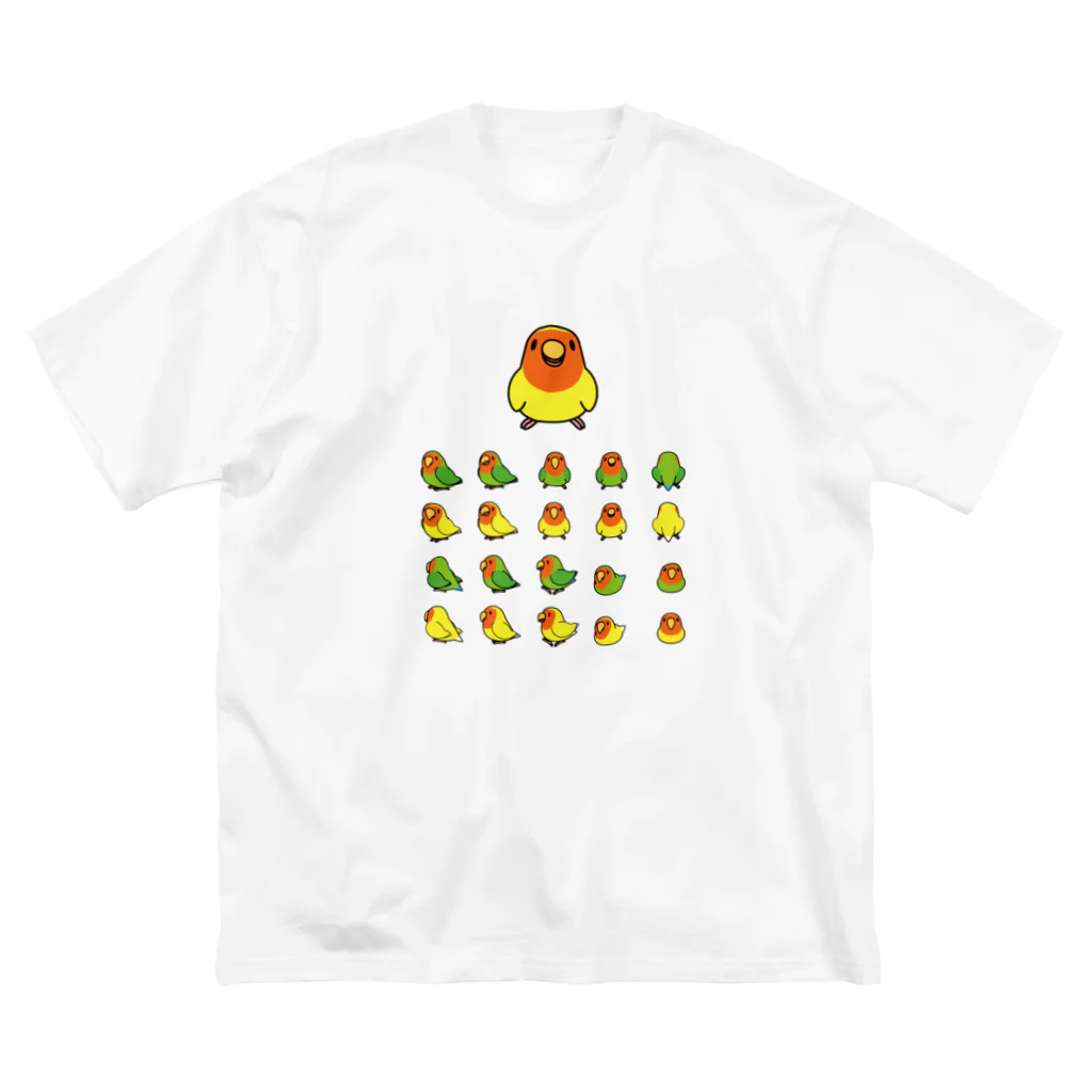 まめるりはことりの整列コザクラインコ隊【まめるりはことり】 ビッグシルエットTシャツ