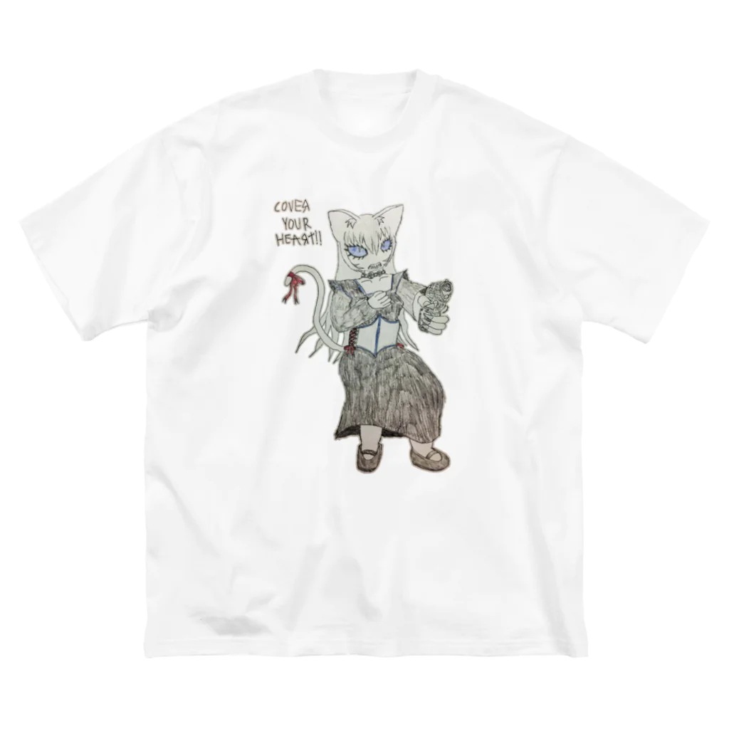 FORGOTTEN NIGHTMAREの心臓を守るるにゃん ビッグシルエットTシャツ