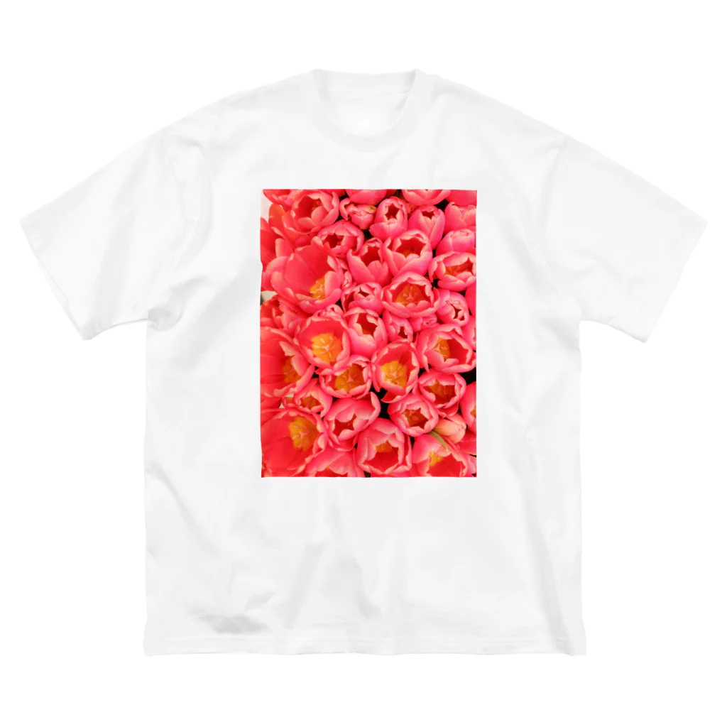 Tabbiesのピンクの花束 ビッグシルエットTシャツ