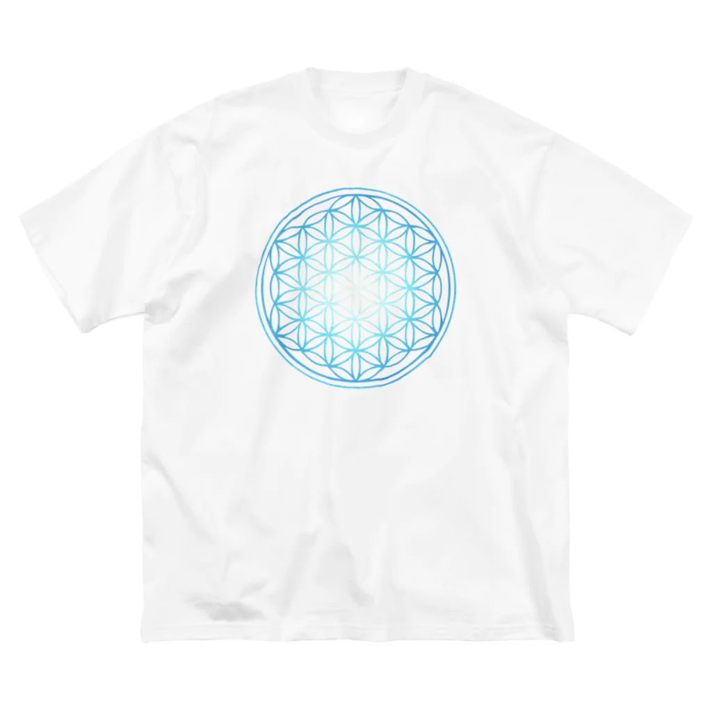  Pastel Design Art 天使のお部屋のフラワーオブライフ青 Big T-Shirt