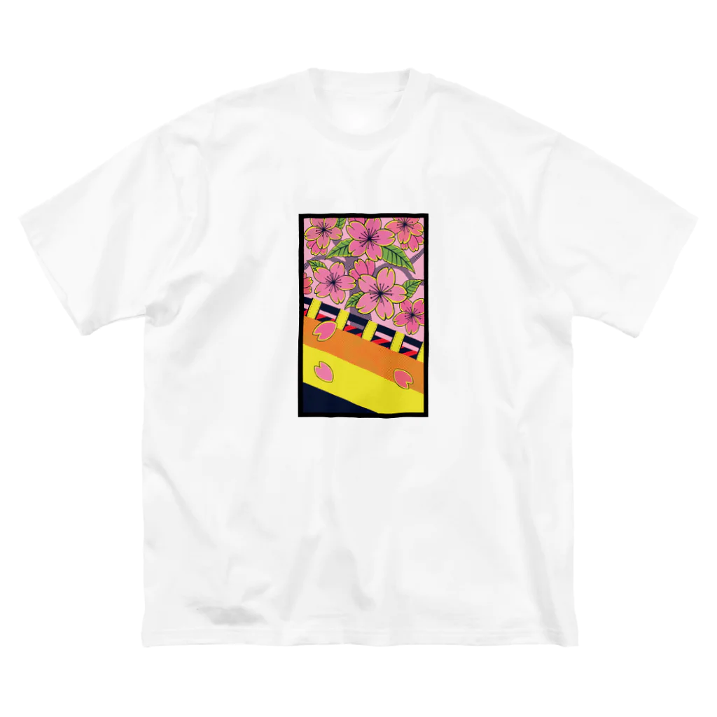 SACHI GRAPHIC ARTSの花札　桜に幕 ビッグシルエットTシャツ