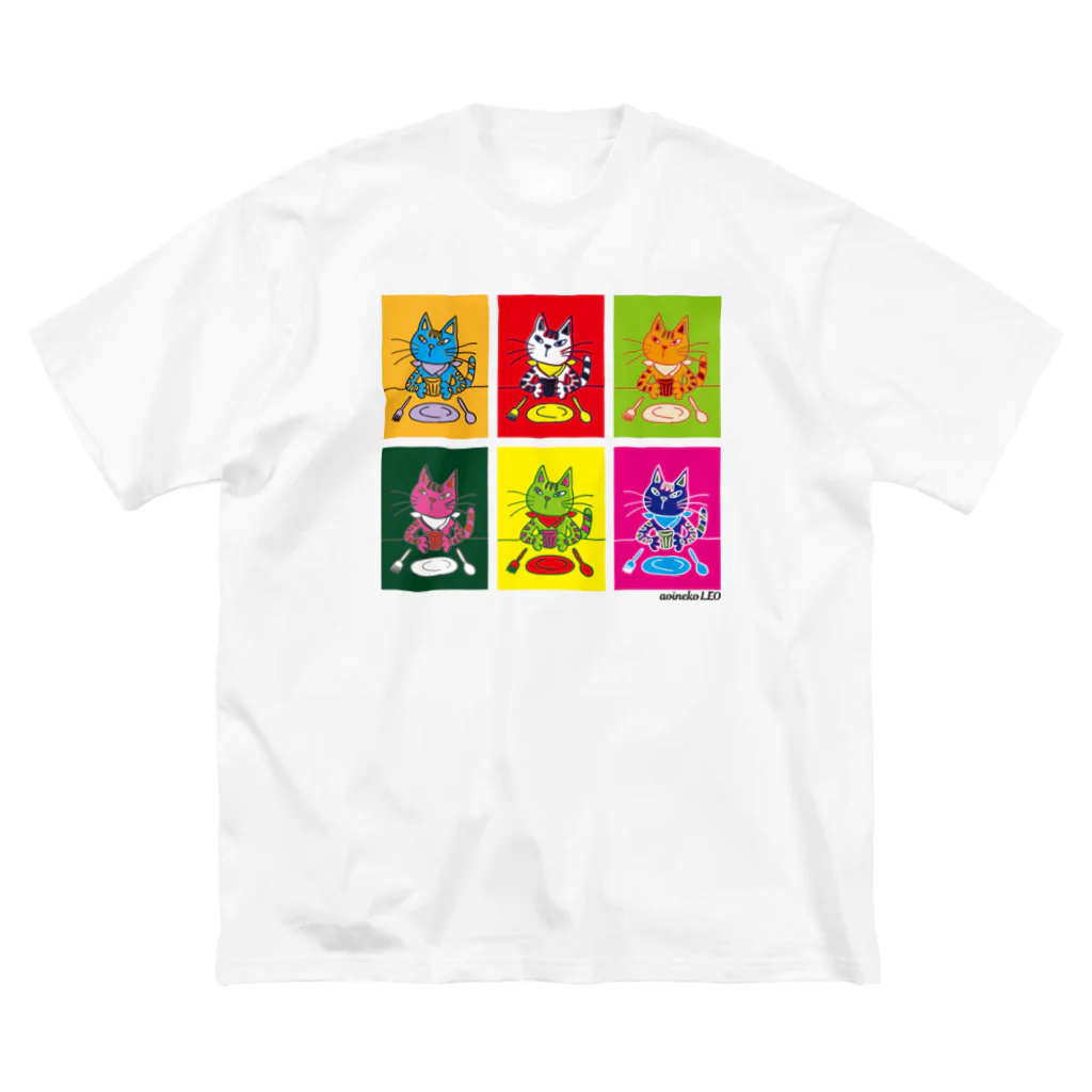 aoinekoLEO Joulupukkiのレオ６カラープリント-ビッグTシャツ ビッグシルエットTシャツ