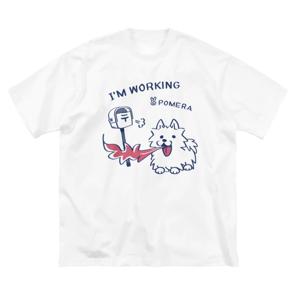 イラスト MONYAAT のポメラニアンお仕事中 ビッグシルエットTシャツ