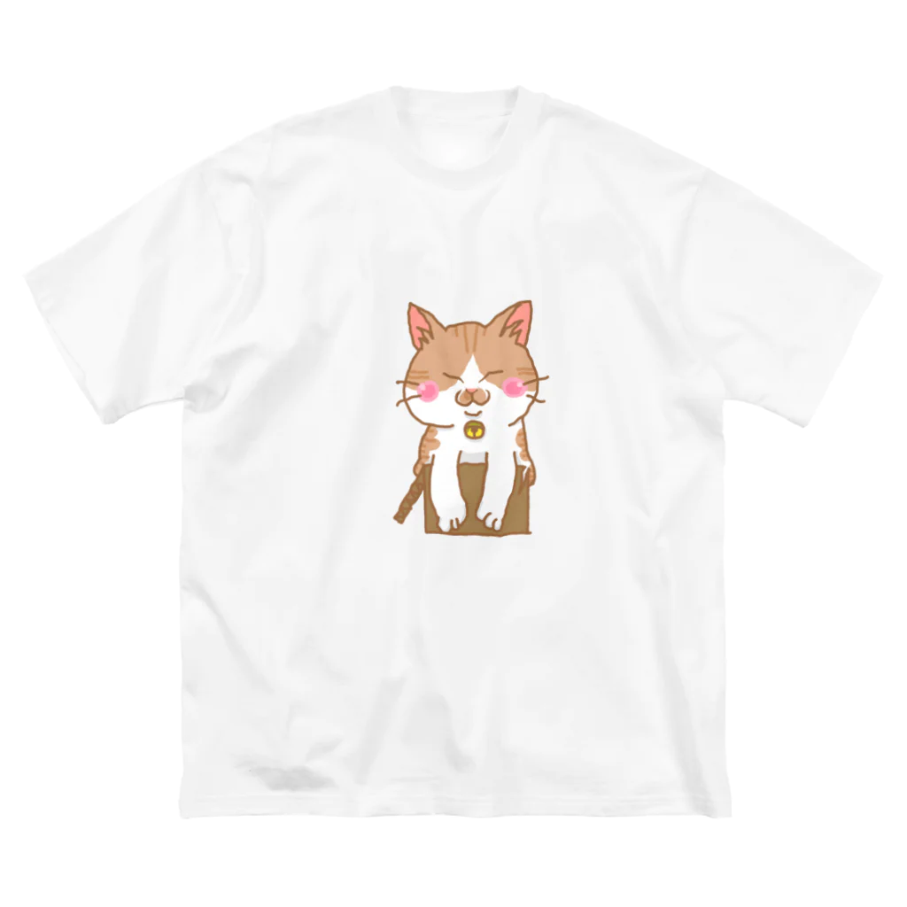 猫丸堂【ねこまるどう】のジャストフィット？！(茶トラ白猫) ビッグシルエットTシャツ