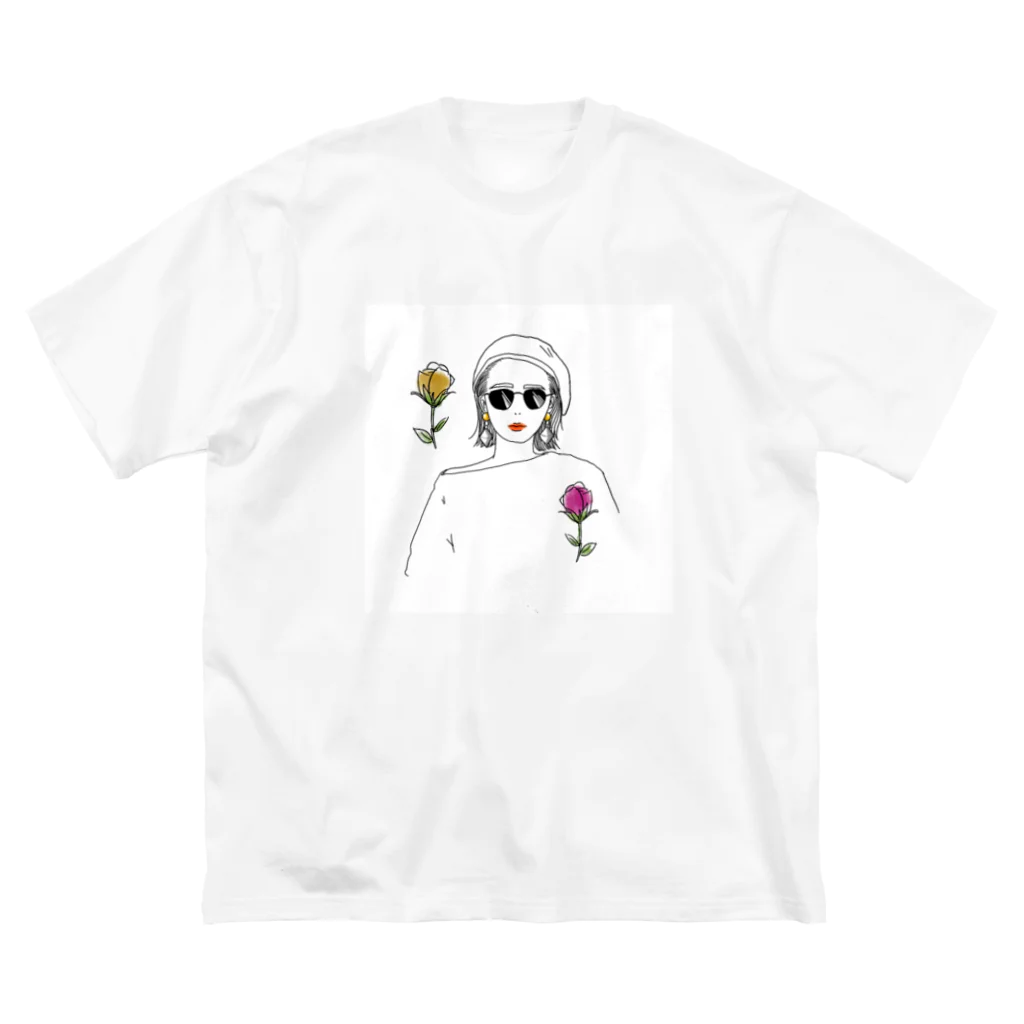 e_m_i_illustのサングラス女子 루즈핏 티셔츠