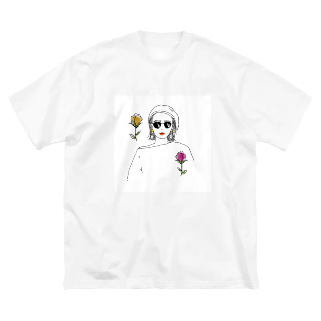 e_m_i_illustのサングラス女子 ビッグシルエットTシャツ