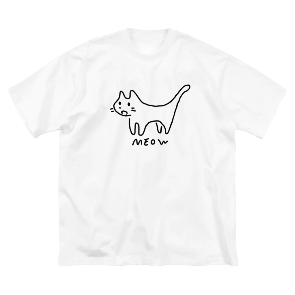 サメ わりとおもいのわりとゆるい線だけのねこ ビッグシルエットTシャツ