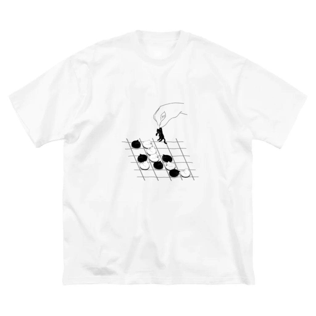 氷熊のおみせのねこのリバーシゲーム ビッグシルエットTシャツ