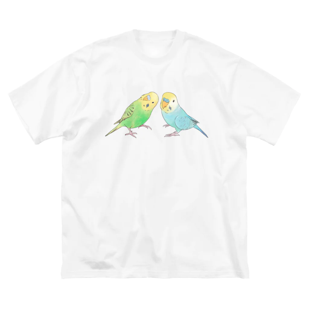 まめるりはことりのセキセイインコ　ちょこんとせきせいんこーず【まめるりはことり】 ビッグシルエットTシャツ