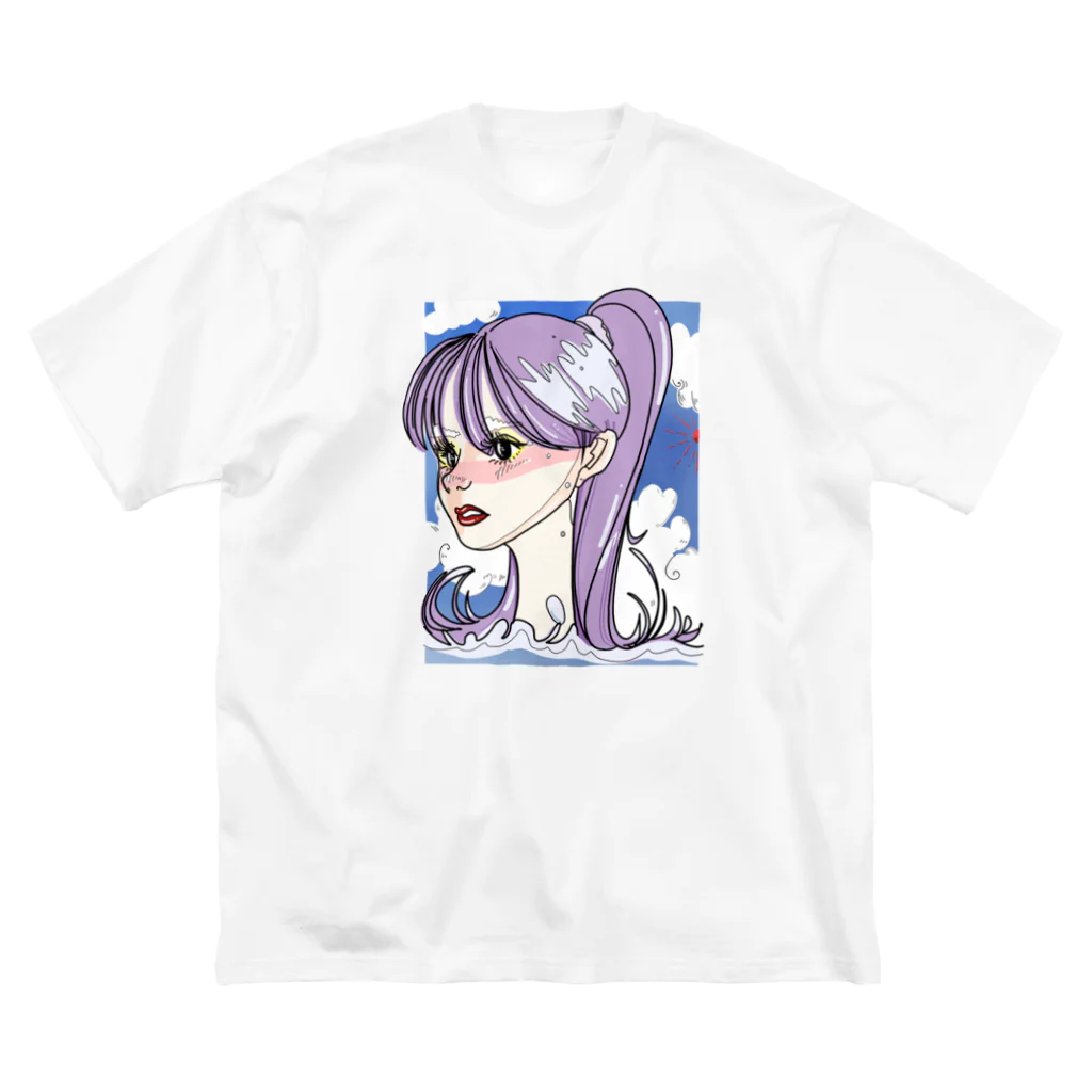 ｼ ｭ ﾘの紫の海の女の子 ビッグシルエットTシャツ