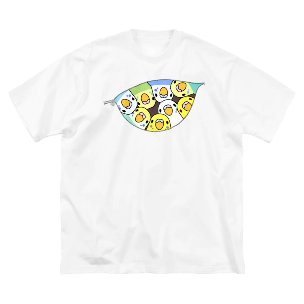 まめるりはことりの三密です！むちむちセキセイインコさん【まめるりはことり】 ビッグシルエットTシャツ