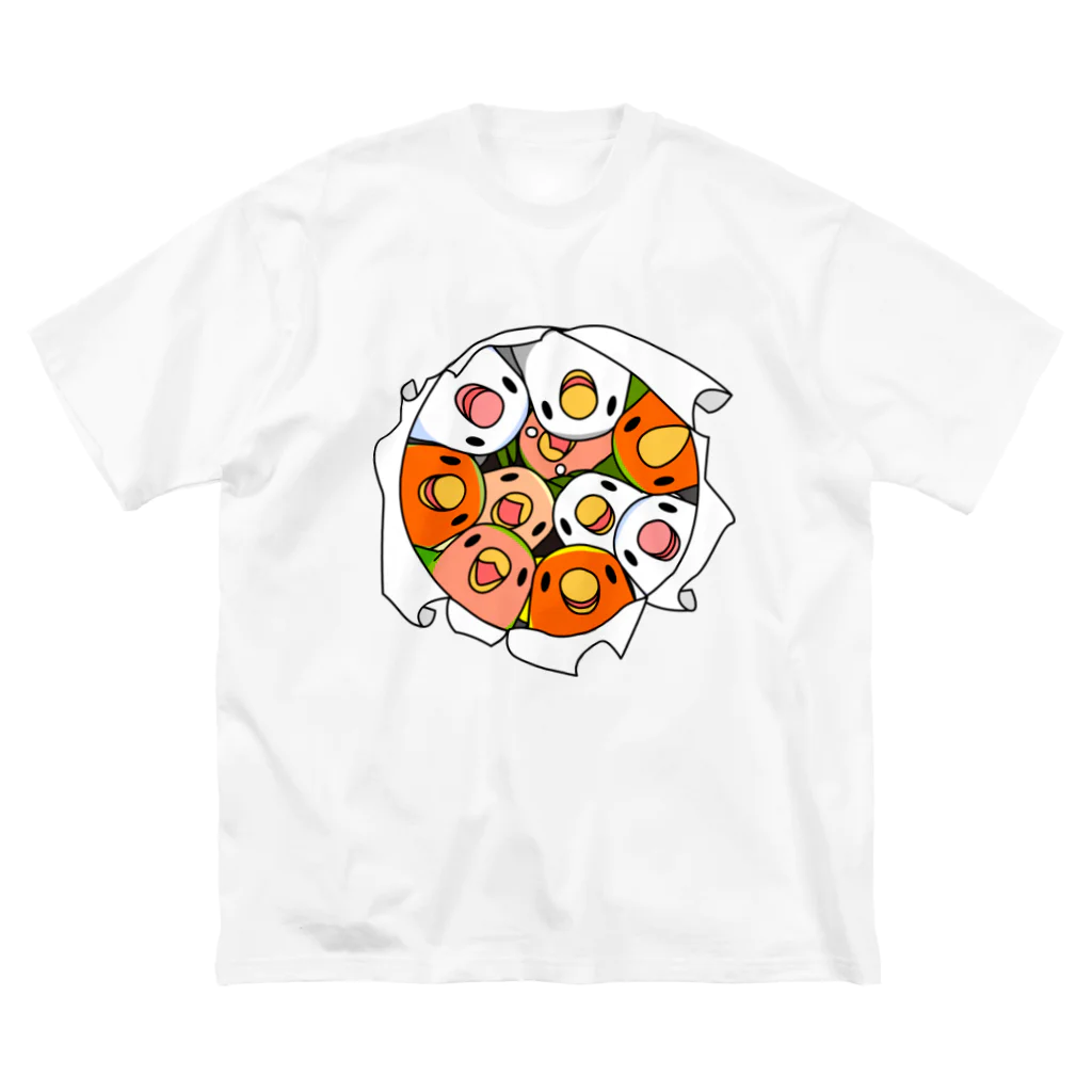 まめるりはことりの三密です！むちむちコザクラインコさん【まめるりはことり】 ビッグシルエットTシャツ