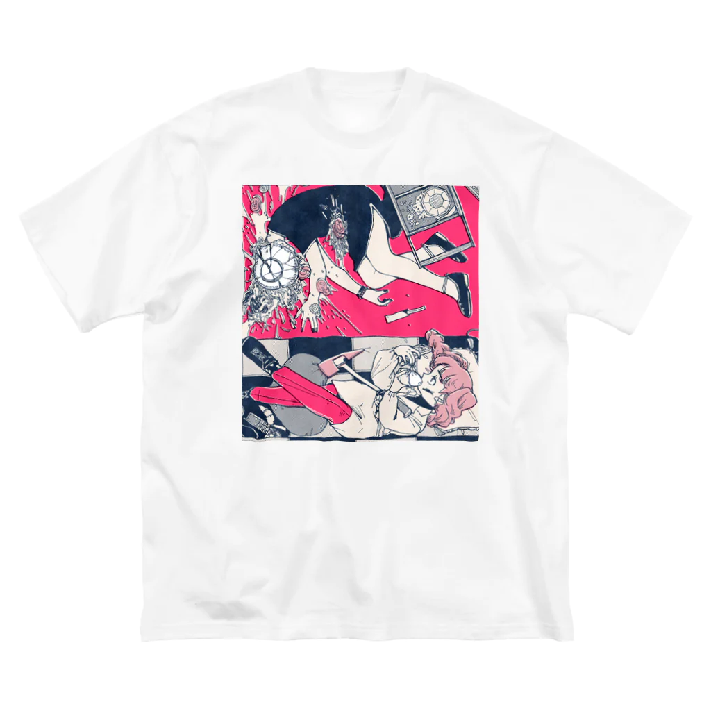 三月病のラーメン破壊 ビッグシルエットTシャツ