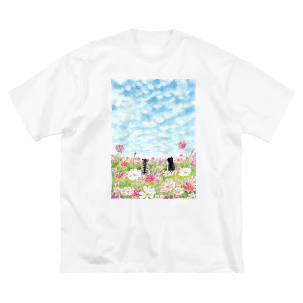 Ａｔｅｌｉｅｒ　Ｈｅｕｒｅｕｘのコスモス畑のトロとクロ ビッグシルエットTシャツ