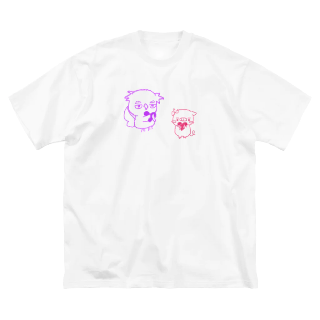 ふくろうくんとぶたちゃんのふくろうくんとぶたちゃん ビッグシルエットTシャツ