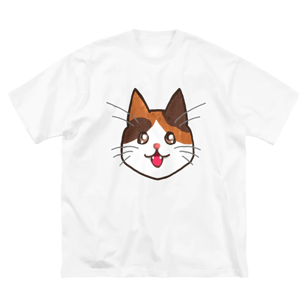 コナカマ通販SUZURI支店の三毛猫ちゃん ビッグシルエットTシャツ