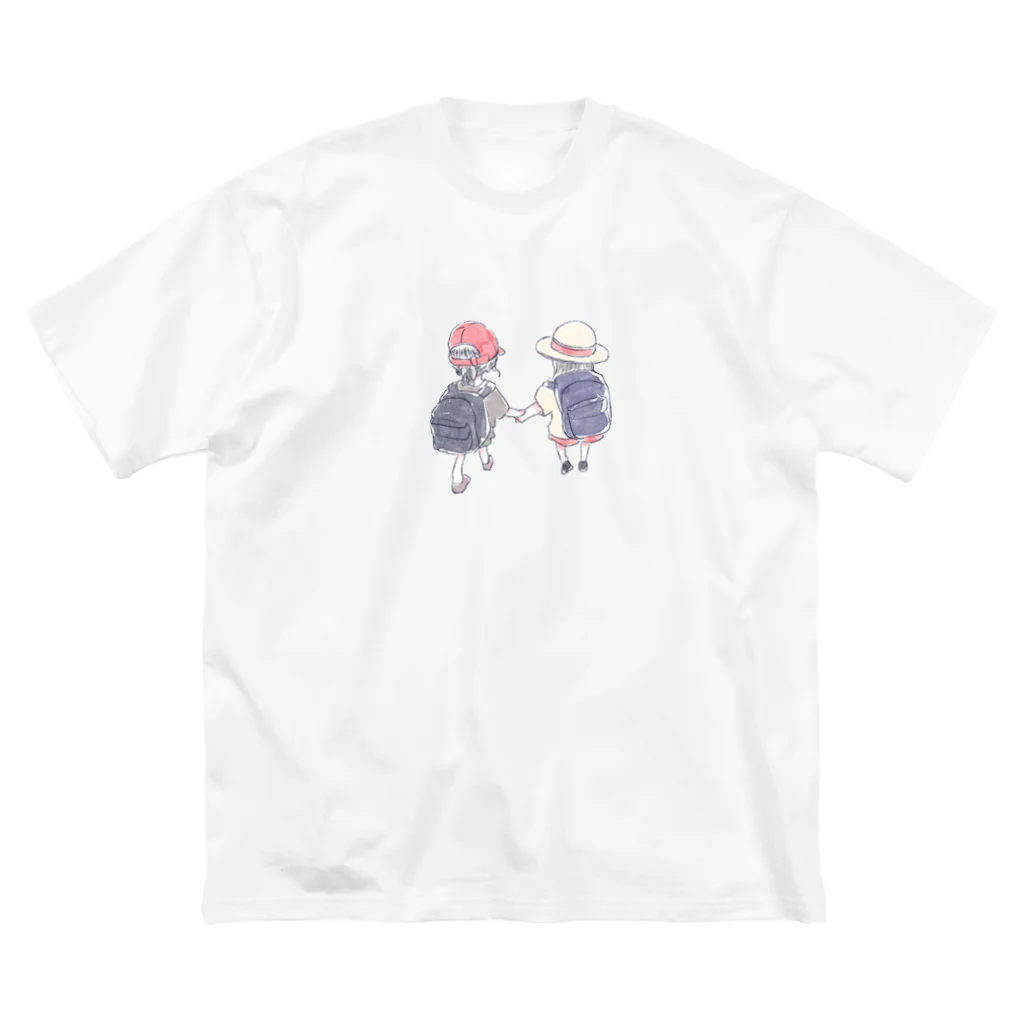 浅山しおん（ハリネズミのソフィー）のオリジナル　手を繋いで歩く幼い二人の女の子 Big T-Shirt