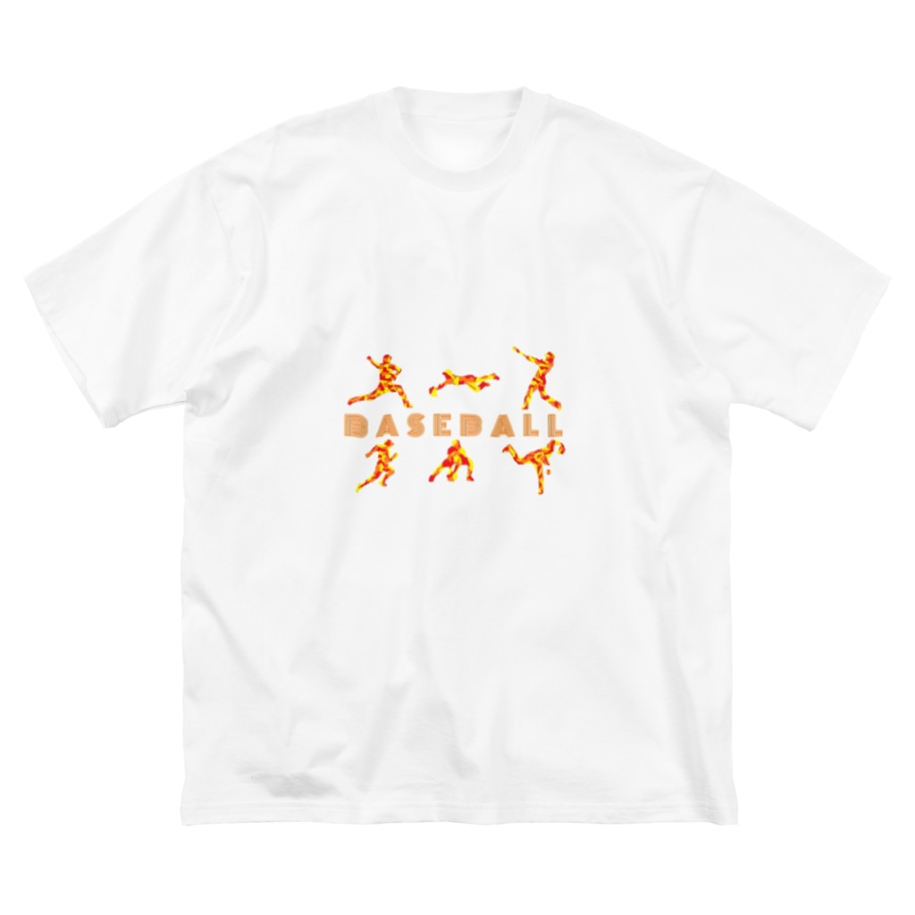 ベースボール一八の野球迷彩柄レッド系 Big T-Shirt