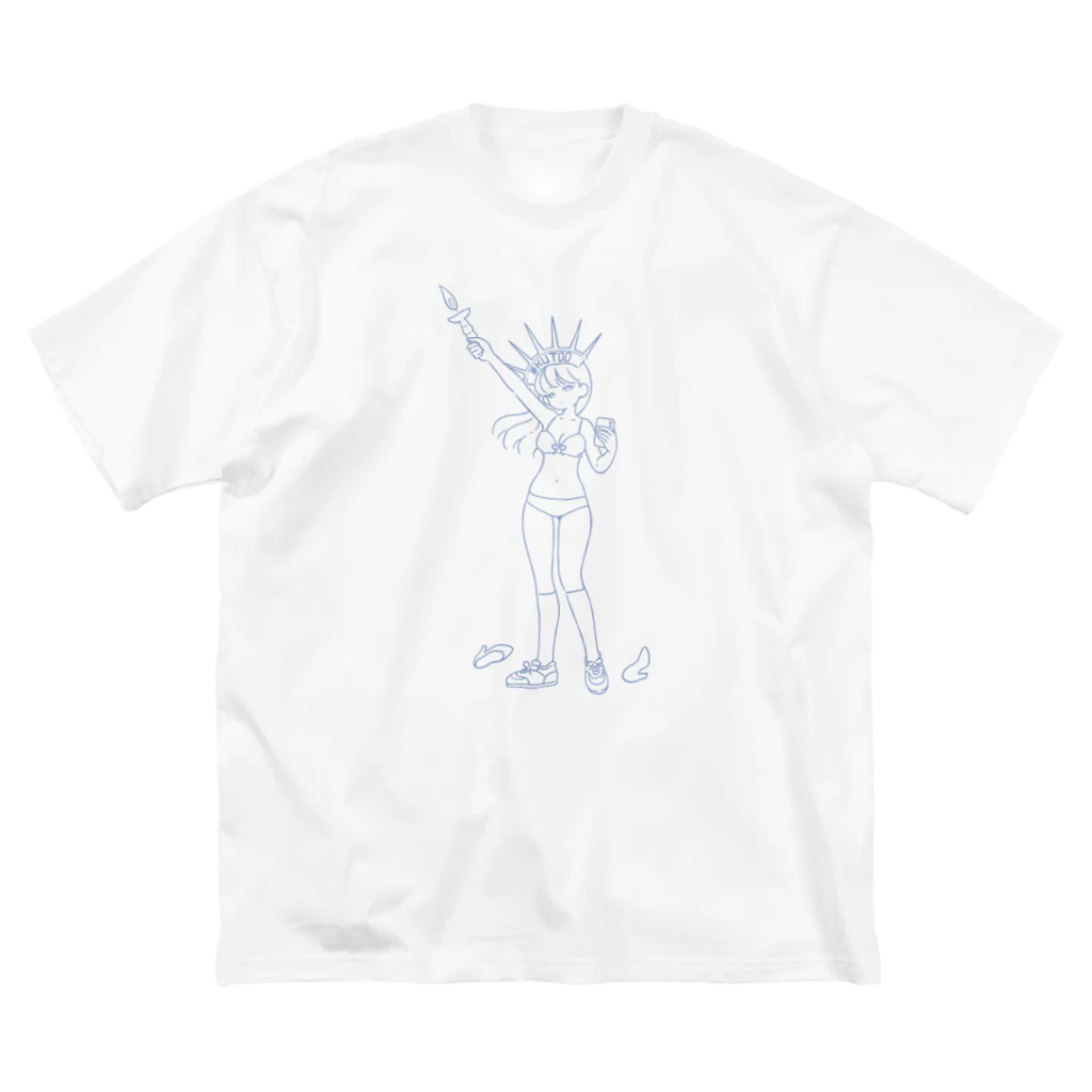 のこねこ屋のFeminism Enlightening the World Blue Line ビッグシルエットTシャツ