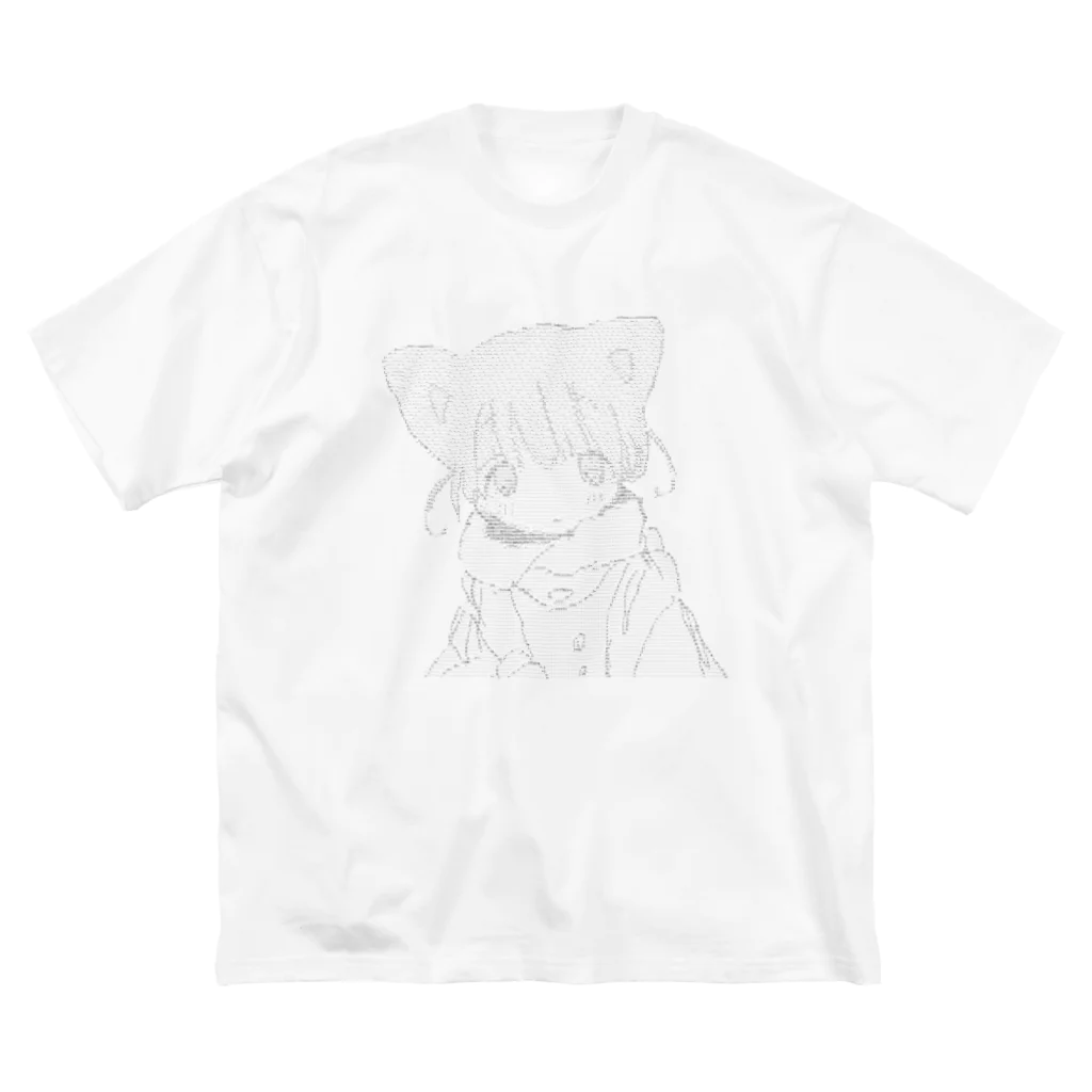 ゆーきんの絵ぐっずのつめたいねこAA ビッグシルエットTシャツ